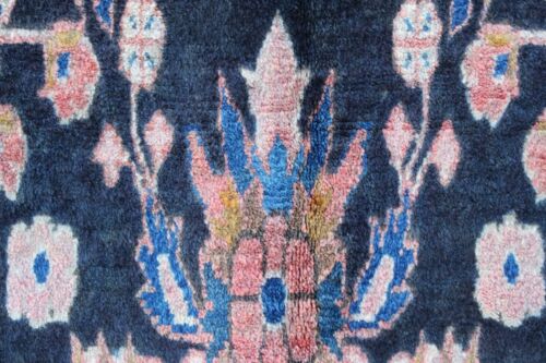 Vintage Hand Made Traditional Oriental Wool Black Blue Large Long Rug 324x125cm - Picture 7 of 16