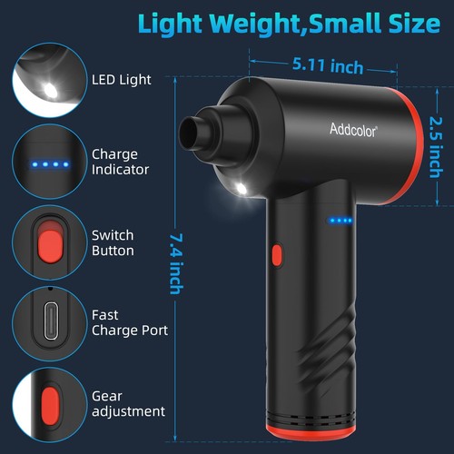 Elektrische Staubgebläse 3-Gang 100000 U/min Compressed Air Duster Mit LED-Li... - Afbeelding 8 van 9