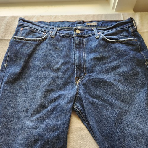 Polo Ralph Lauren Jeans Mens 36x30 Dark Blue Classic 867 Denim Straight Distress - Picture 3 of 17