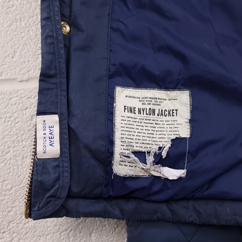 SCOTCH & SODA Jacket Mens XL Quilted Hooded Full Zip Insulated Navy Blue - Picture 12 of 16