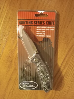 Kentucky Cutlery Company Hunting Series Knife Wolf 440 S.Steel Pocket Clip -NIP