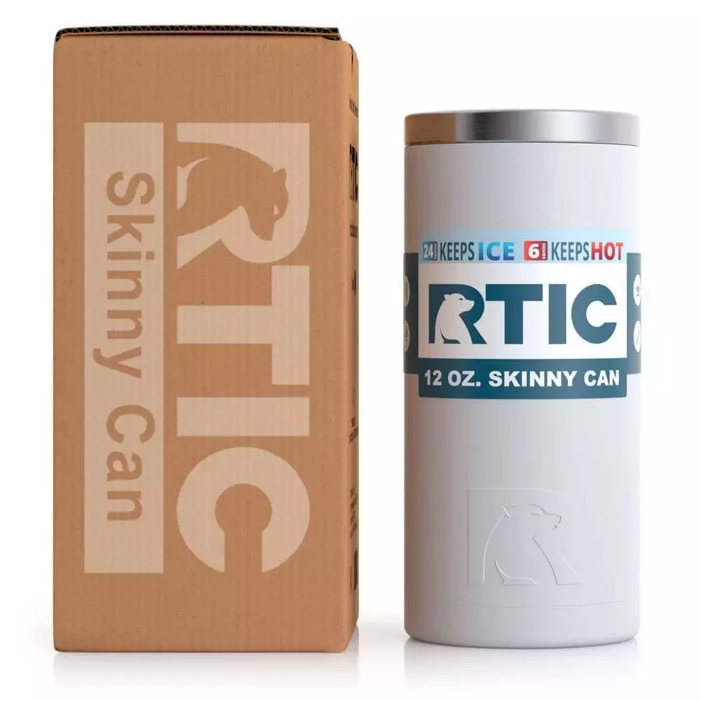 RTIC Stainless Steel Skinny Can Cooler, Fits all 12oz Slim Cans, Chalk