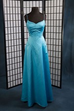 Prom Pageant Homecoming Spaghetti Straps Turquoise Sweetheart Satin Sz 6