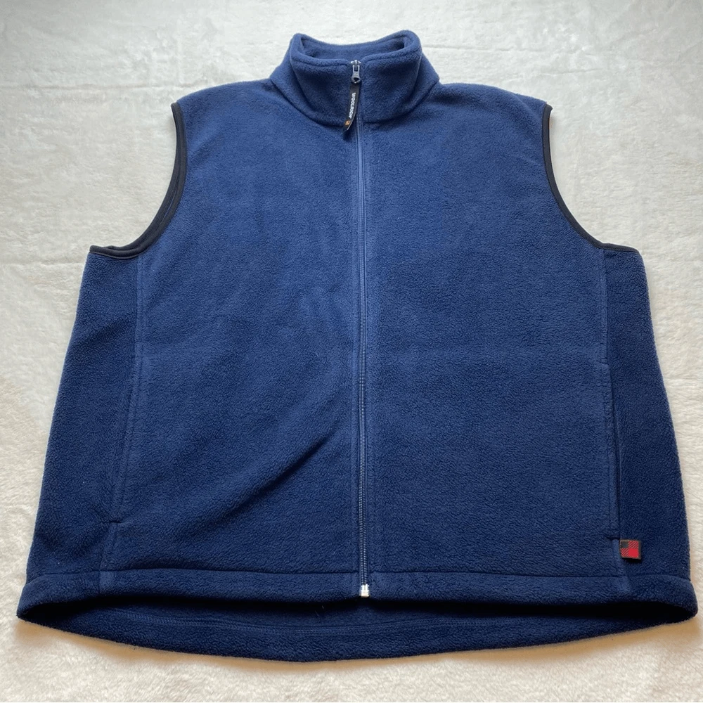 Woolrich Blue Front Zip Fleece Vest Size Large