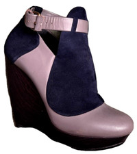BALENCIAGA Paris Gray & Navy Suede Platform W...