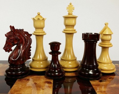 BLOOD ROSEWOOD STALLION KNIGHT 4 3/4'' Kg Large Staunton Chess Men Set - NO Board