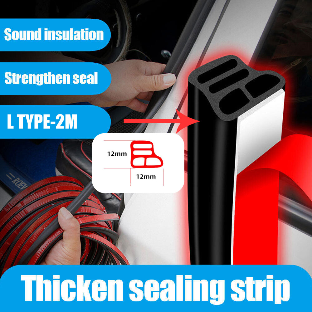 2M 3 Layer Rubber Car Door Seal Strip Insulation Sound Weatherstrip Accessories