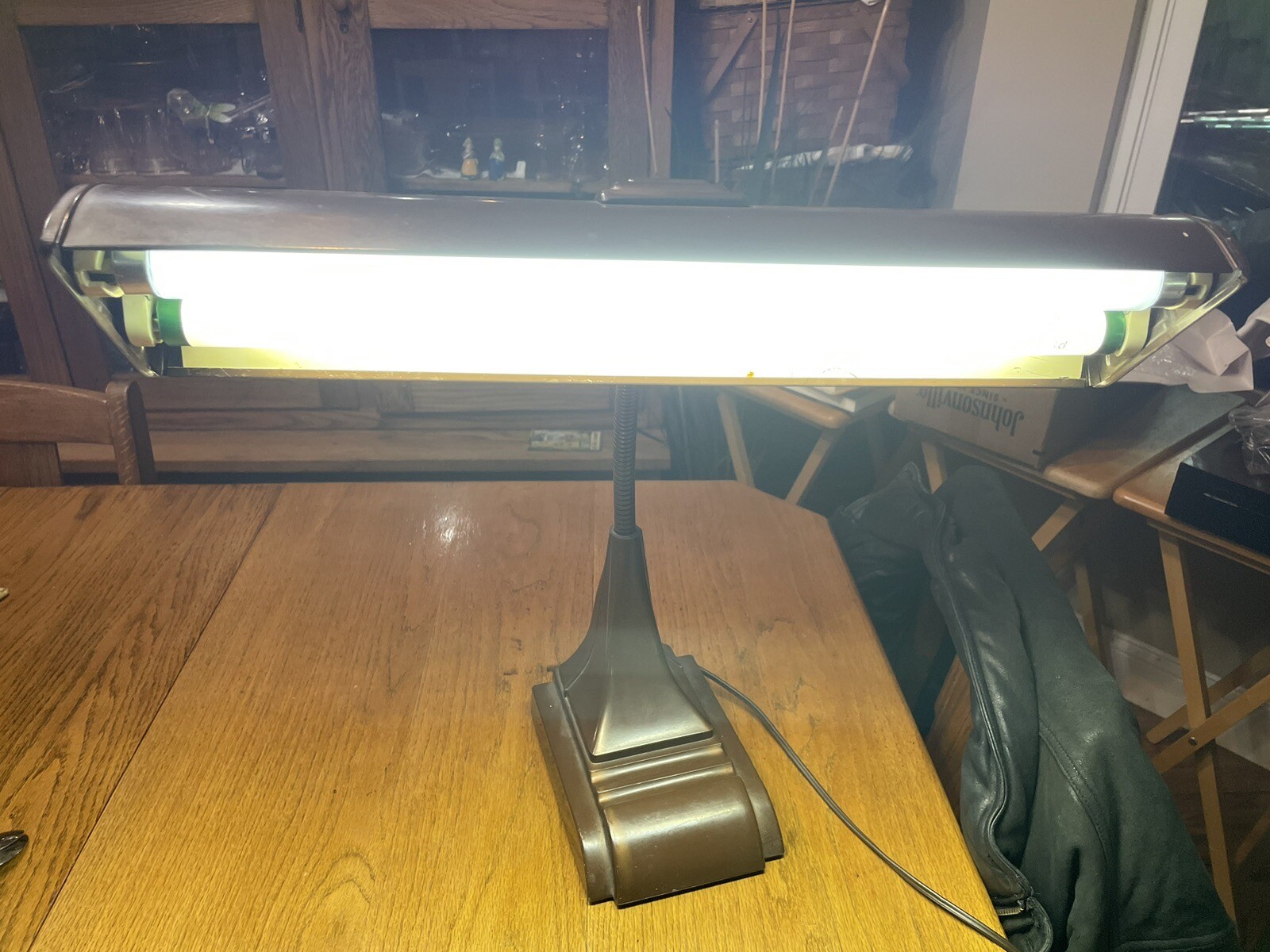 Large Vintage Desk Lamp bankers industrial Fluorescent Light Art Deco gooseneck