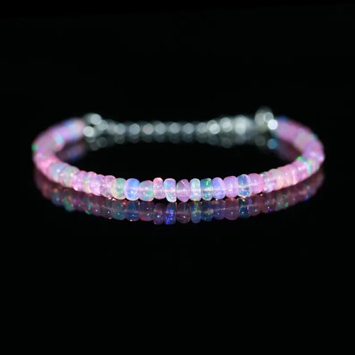 Light Pink Ethiopian Opal Rondelle Smooth 3-4mm Beaded Bracelet Jewellery