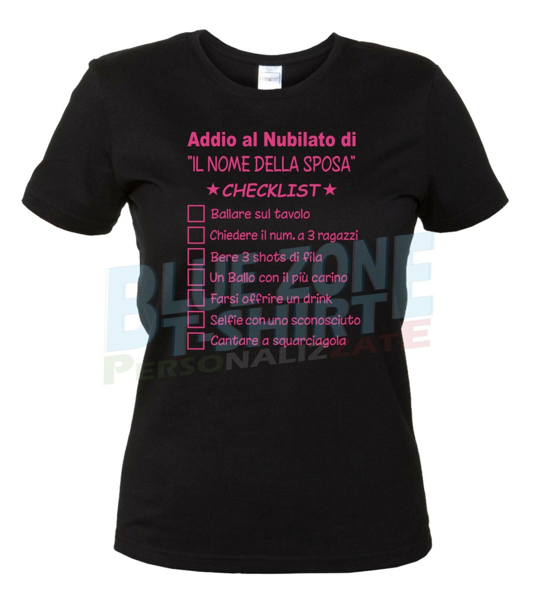 Maglietta Donna M-Italy 'Addio Al Nubilato - Checklist Sposa' - Top Super Vestibilità In Cotone, Regalo Per Sposa