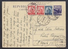 POSTAL HISTORY REPUBLIC 1948 Full 8L Espresso da Chieto a Pratola P. (FSA)