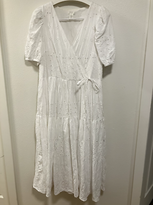 H&M Dress Women's Sz S White Eyelet Lace Romantic prairie Cottagecore  Country | eBay