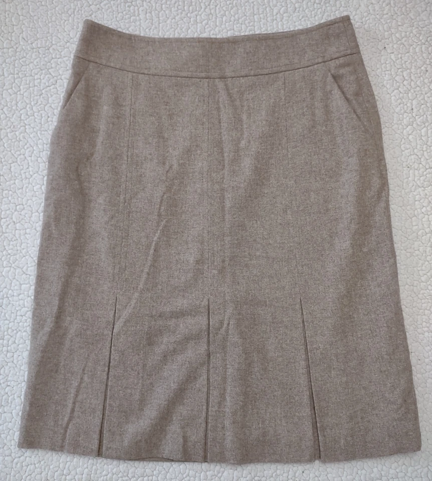 Giorgio Armani light brown tan wool blend straight pencil knee skirt size 40