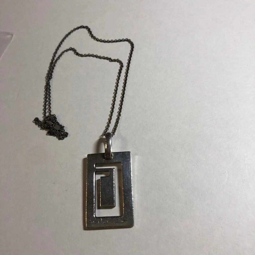 GUCCI G Placca Catena Collana Ciondolo Donna Argento 925 Originale USATA