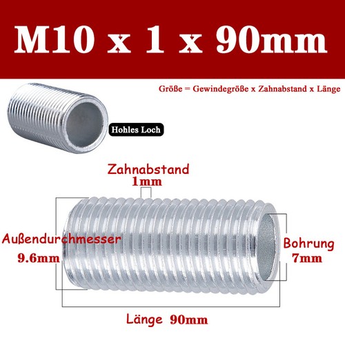 M10 x 1 Oreja Roscada Galvanizada Dientes Finos Longitudes 10mm - 500mm Lámpara Accesorios - Imagen 20 de 31