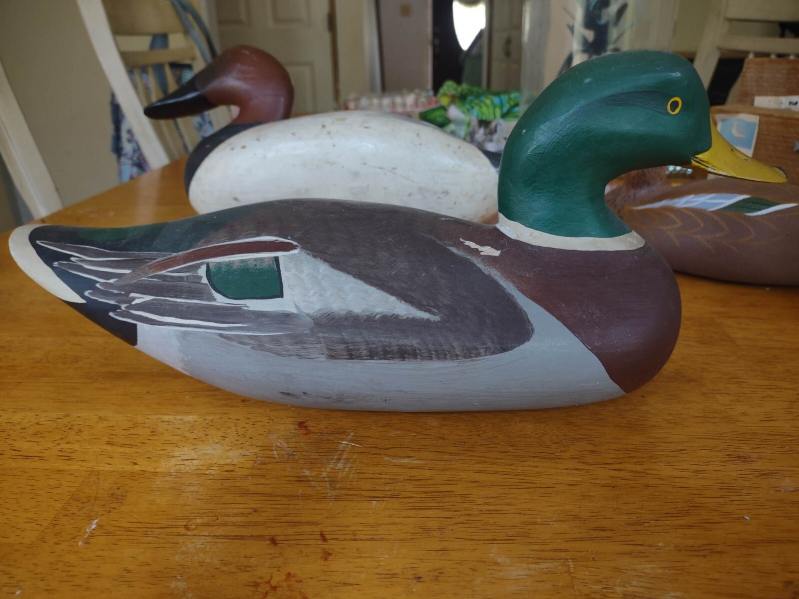 Vintage Decoy Carved Wooden Mallard Signed Capt Harry Jobes Havre de