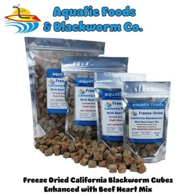 AQUATIC FOODS INC. Freeze-Dried California Blackworms With Beef Heart Mix. Cichlids & All Tropicals