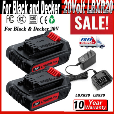 4X 1X 20V for Black and Decker 20 Volt MAX Lithium LBXR20 LBX20 Battery /Charger