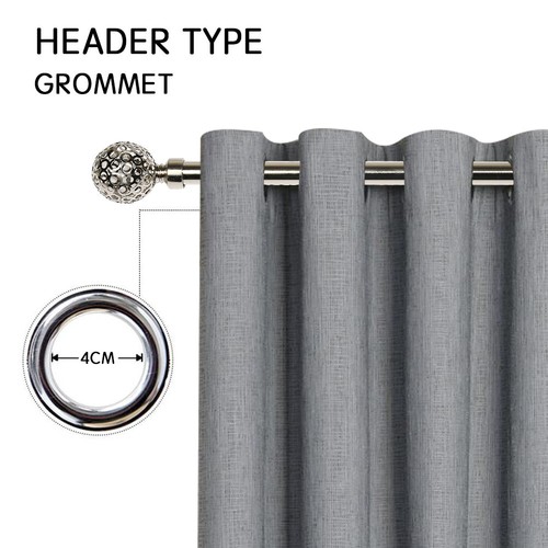 Textured Plain Blockout Curtain Phoenix Eyelet Curtain Panel Drape Bedroom - Picture 3 of 21