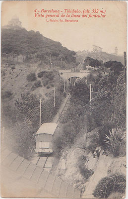 Barcelona,Spain,Tibidabo,Vista General de la Linea del Funicular,Used,1920