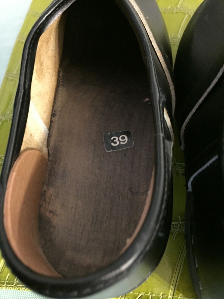 Vintage 80s Authentic Dutch Black Leather Wood Clogs - Size 9 B ...