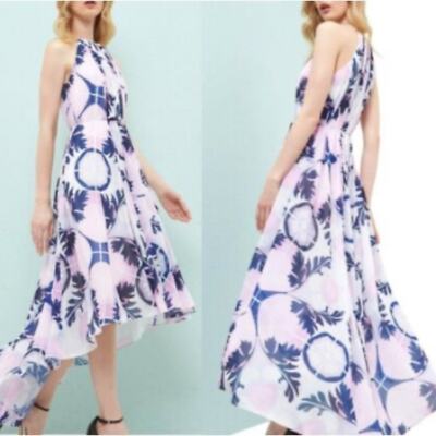 Ted Baker Dress Haree High Low Chiffon in Pink Blue | eBay