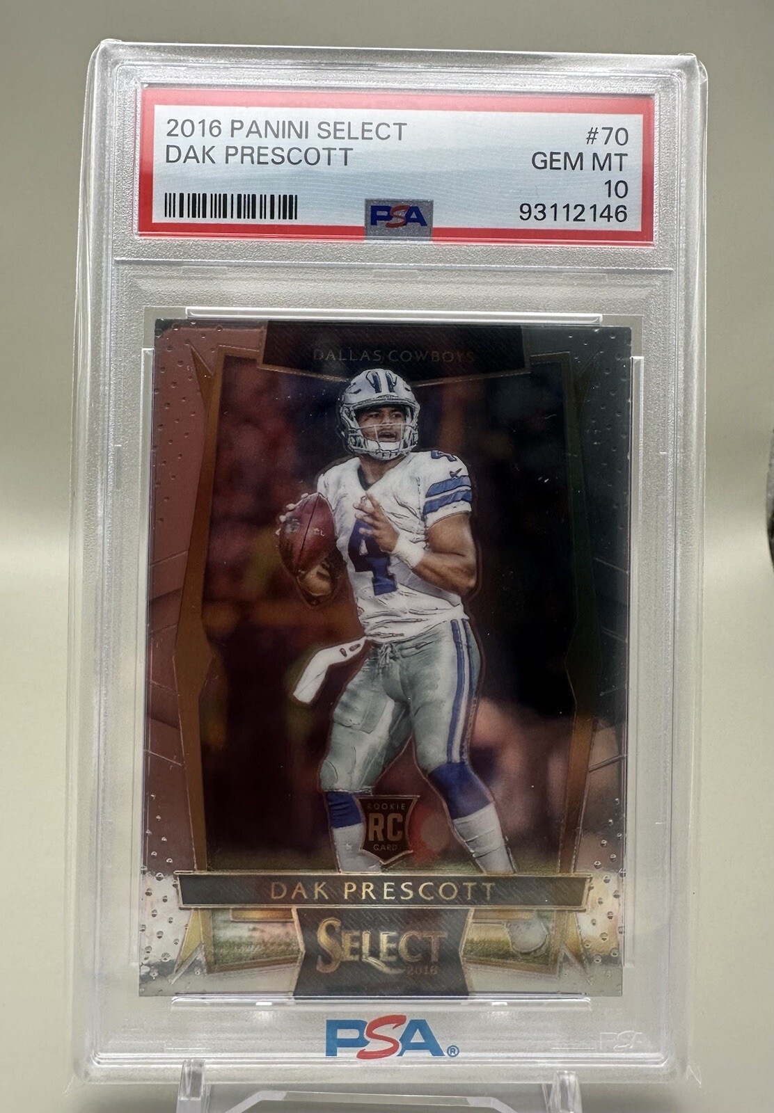 2016 Panini Select Dak Prescott #70 Cowboys RC Rookie PSA 10 Gem Mint
