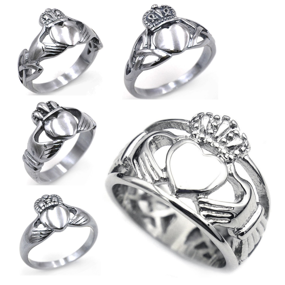Retro Irish Claddagh Wedding Band Titanium Crown Heart Love Friendship Gift  Ring