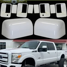 2008-2016 FORD F250-F550 4 Door Handles w/o PSK+Mirror COVERS Z1 YZ OXFORD WHITE