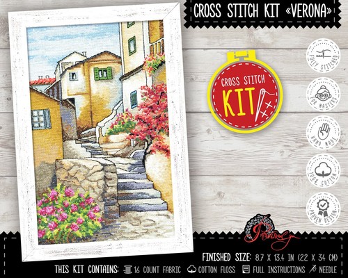 Cross Stitch Kit Verona Italy Landscape Embroidery Kit Counted Pattern - Picture 1 of 10