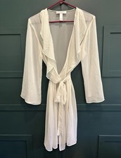 OSCAR DE LA RENTA Pink Label Ivory Sheer Robe w/ Attached Belt Medium Bridal
