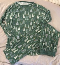 Little Sleepies Men's Bamboo Green Christmas Tree 2 Piece Pajama PJ Sleep Set
