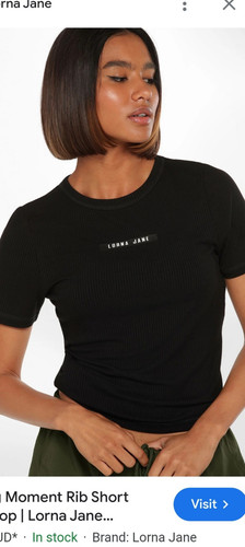 Lorna Jane black rib ribbed Defining Moment tee tshirt top size S - Picture 1 of 2
