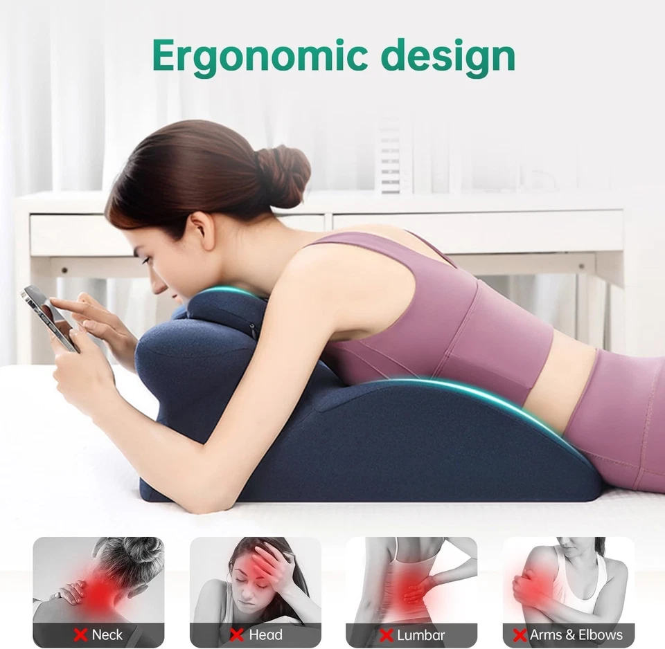 Almohada ergonómica propensa a la cuña, almohada de cama para sentarse, dolor de espalda, cuello, piernas Foto 3 de 4