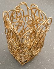 Alessi AFC13 GD Fratelli Campana Vaso da Fiori in Filo di Alluminio Anodizzato, Oro - Nuovo con scatola
