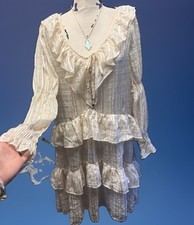 Anthropologie Renassance S Long-Sleeve Sheer Ruffled Tunic Layering top Dress