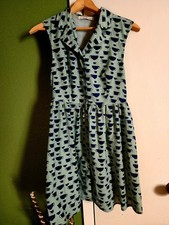 SM WARDROBE Coffee Tea Cup Print Fit & Flare Dress Sleeveless Retro Rockabilly