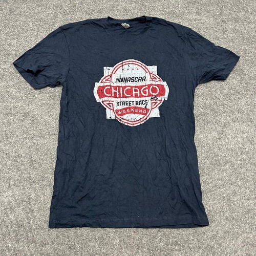 Next Level T-Shirt Mens Size M Navy NASCAR Chicago Street Race Weekend Graphic