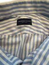 Proper Cloth Custom Button Up Dress Shirt - Mens Size 3XL - Blue White Stripe