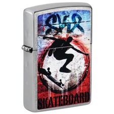 Zippo 47182, Skateboard Kickflip Design, Street Chrome Finish Lighter, NEW