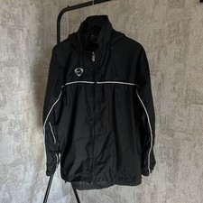 Vintage Nike Windbreaker Jacket Black Hooded Full Zip Swoosh Logo Size M