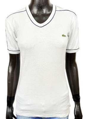 Lacoste Damen T Shirt Größe 2 \ S Weiß Made In France Kurzarm Slim Fit