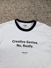 Vintage Microsoft T Shirt Large White Ringer Short Sleeve Microsoft TV Y2K
