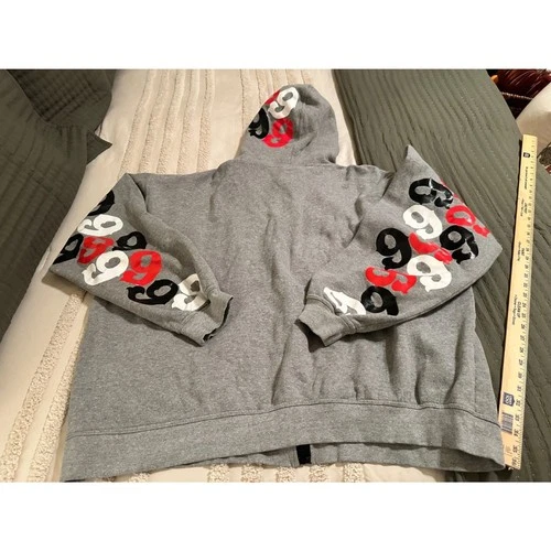 Gino Green Global Zip Up Hoodie Gray 4XL GGG 99 All Over Print Rhinestone Y2K image 2