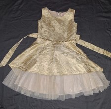 Girls size 7 Gold triple layered party or formal dress