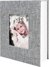 Photo Album 4X6 100 Pockets, Linen Cover Top Loader Vertical, Slip-In Picture