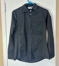 Chef Works Black Zip-Front Long Sleeve Work Shirt Size Small