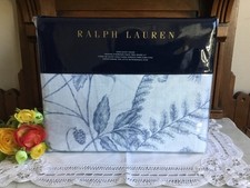 RALPH LAUREN Genevieve Floral Blue Botanical Luxury Cotton KING Duvet Cover 430