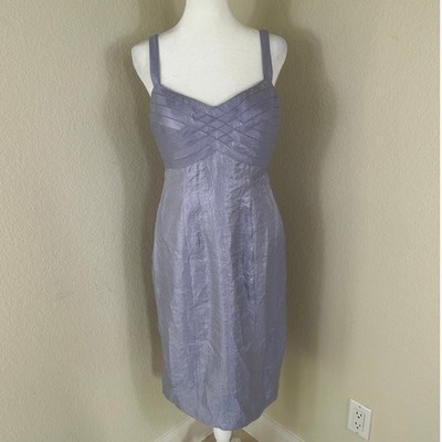 Adrianna Papell Cocktail Dress Womens 6 Lavender Metallic Pleated Sheath Evening