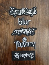 Lot Of 5 Thrash Metal Band Black  White Emb. Iron On Patch New - Blur Ministry